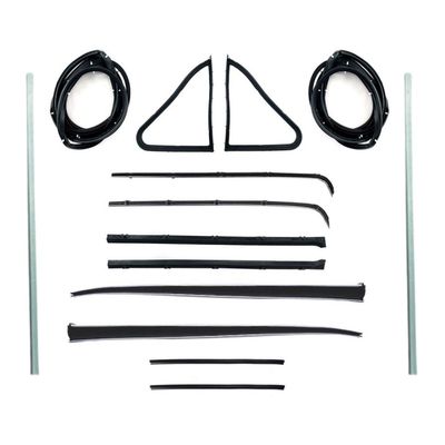 HOLDEN EJ EH UTE FRONT DOOR BELTS, SEALS, 1/4 VENT, UPRIGHT PILLARS & STAINLESS STEEL BAILEY CHANNELS SET