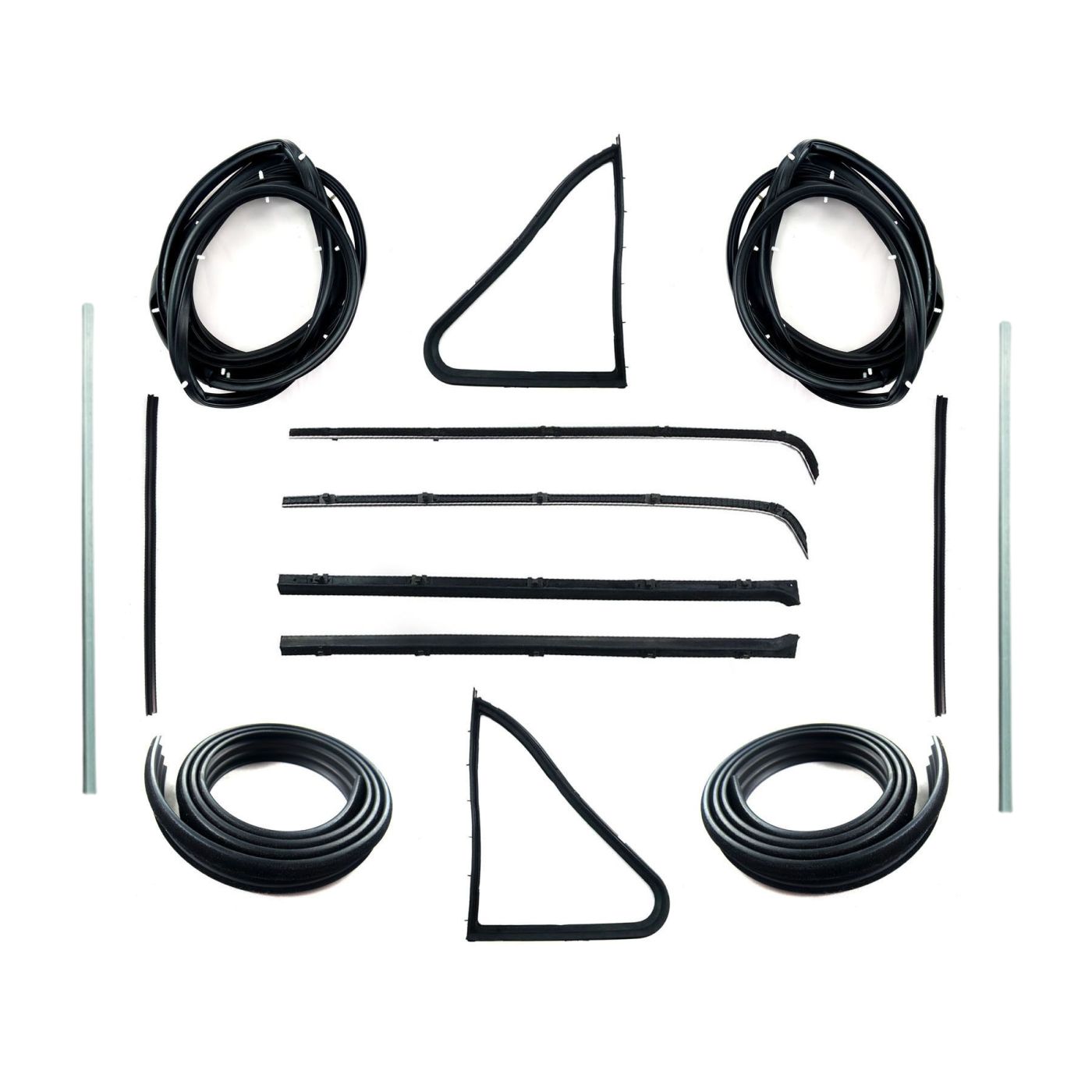 HOLDEN EJ EH FRONT DOOR BELTS, SEALS, 1/4 VENT, UPRIGHT PILLARS, UPRIGHT BAILEY & BAILEY CHANNELS SET