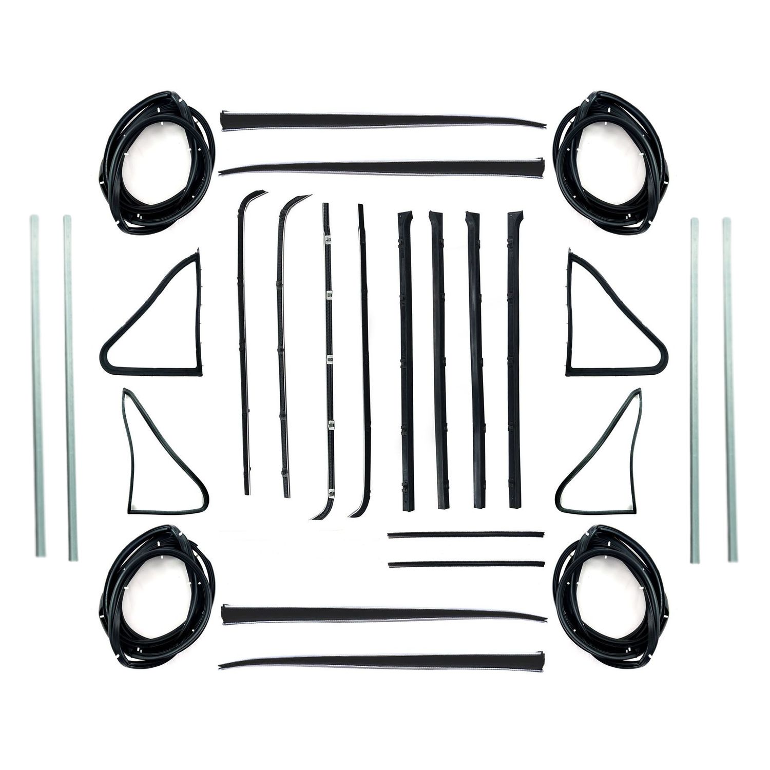 HOLDEN EJ EH SEDAN WAGON DOOR BELTS, SEALS, 1/4 VENTS, UPRIGHT SEALS, UPRIGHT BAILEY & STAINLESS STEEL BAILEY CHANNELS SET