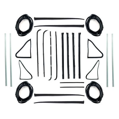 HOLDEN EH SEDAN WAGON DOOR BELTS, SEALS, 1/4 VENTS, UPRIGHT SEALS & STAINLESS STEEL BAILEY CHANNELS SET
