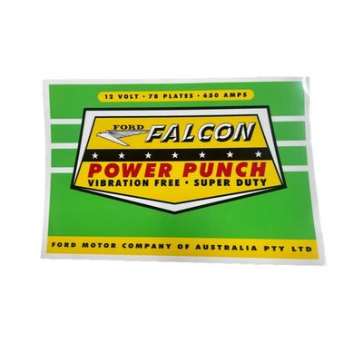 Power Punch Battery Decal for FORD FALCON XK, XL, XM, XP Power Punch Battery Decal for FORD FALCON XK, XL, XM, XP