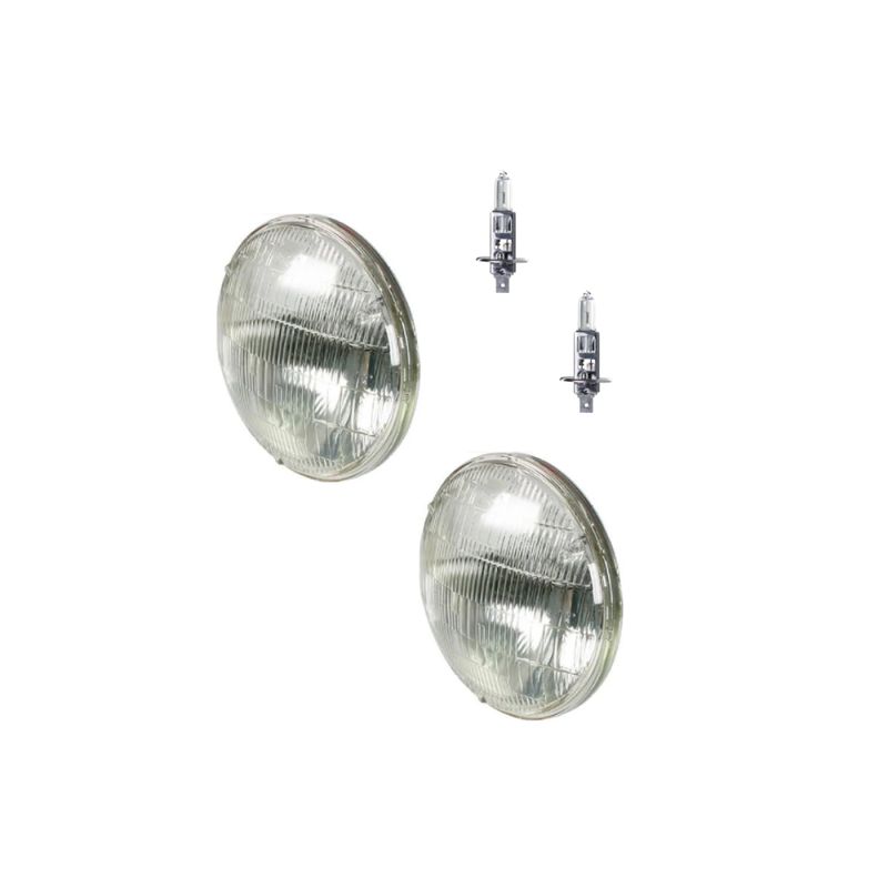 Semi Sealed Beam Round 5 3/4" 146mm Diameter H1 High Beam with H1 Globe Halogen 12V 55W P14.5s Base Long Life KIT
