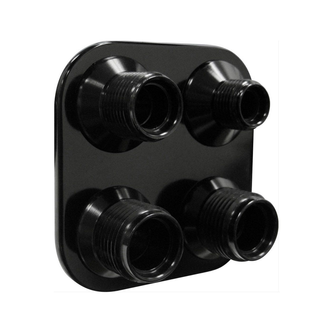 Vintage Air - Streamline Black Anodized Aluminum 4-Way Square Bulkhead Plate for AC and Heater 6-10 Male O-Ring - 389600 Vintage Air - Streamline Black Anodized Aluminum 4-Way Square Bulkhead Plate for AC and Heater 6-10 Male O-Ring - 389600