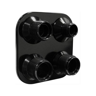 Vintage Air - Streamline Black Anodized Aluminum 4-Way Square Bulkhead Plate for AC and Heater 6-10 Male O-Ring - 389600 Vintage Air - Streamline Black Anodized Aluminum 4-Way Square Bulkhead Plate for AC and Heater 6-10 Male O-Ring - 389600