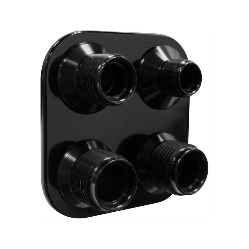 Vintage Air - Streamline Black Anodized Aluminum 4-Way Square Bulkhead Plate for AC and Heater 6-10 Male O-Ring - 389600 Vintage Air - Streamline Black Anodized Aluminum 4-Way Square Bulkhead Plate for AC and Heater 6-10 Male O-Ring - 389600