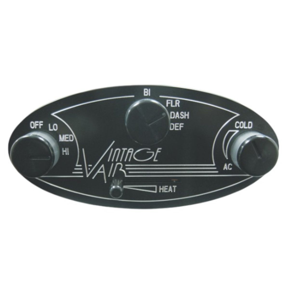 VINTAGE AIR Gen II Streamline ProLine™ Oval Control Panel with Black Anodized Finish - 481005 VINTAGE AIR Gen II Streamline ProLine™ Oval Control Panel with Black Anodized Finish - 481005