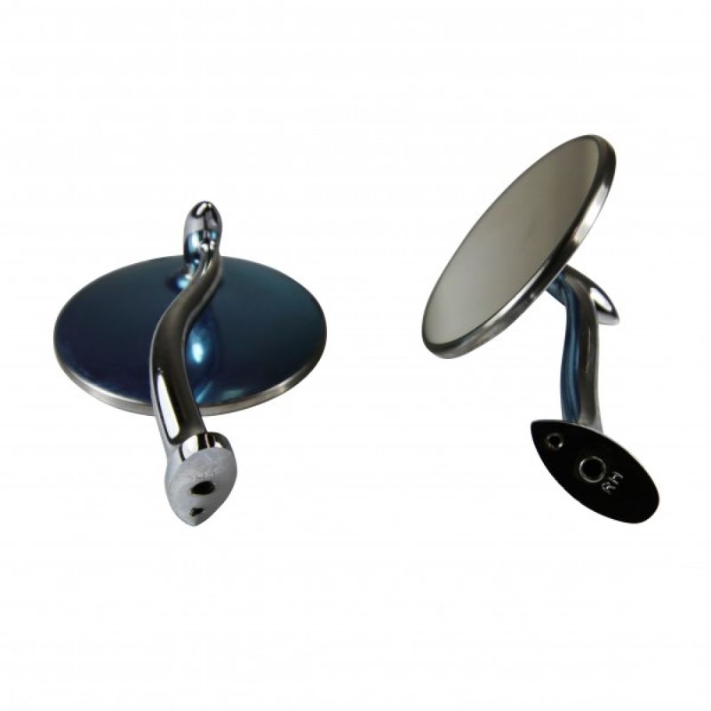 4" Stainless Swan Neck Arm Mirror 2 Stud Mount Street Rod Style Outside View