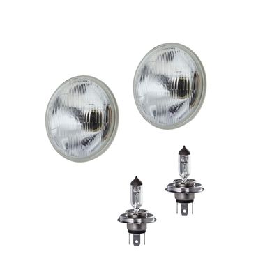Semi Sealed Beam Round 7 Semi Sealed Beam Round 7" 178MM H4 High Low Beam Headlamp with H4 Globe Halogen 12V 60/55W P43T-38 Base Long Life - WITH PARKING LAMP APERTURE