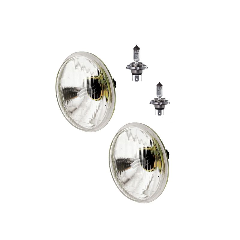 Semi Sealed Beam Round 5 3/4 Semi Sealed Beam Round 5 3/4" 146mm Diameter H4 High Low Beam Headlamp with H4 Globe Halogen 12V 60/55W p43t-38 Base Long Life KIT