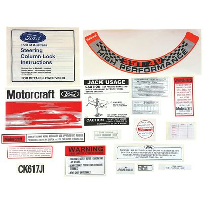 Engine Bay Decal Kit for FORD XA