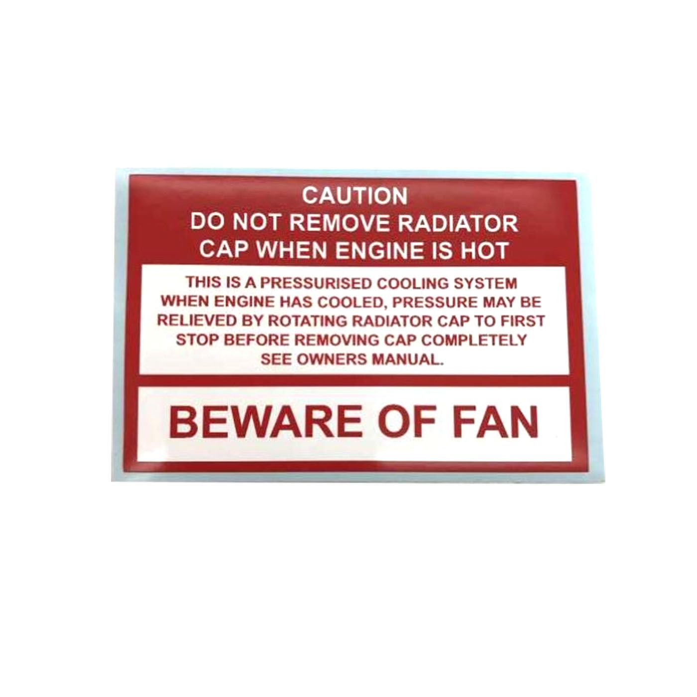 Beware of Fan Warning Label for HOLDEN HZ WB & VB VC VH VK VL COMMODORE Beware of Fan Warning Label for HOLDEN HZ WB & VB VC VH VK VL COMMODORE