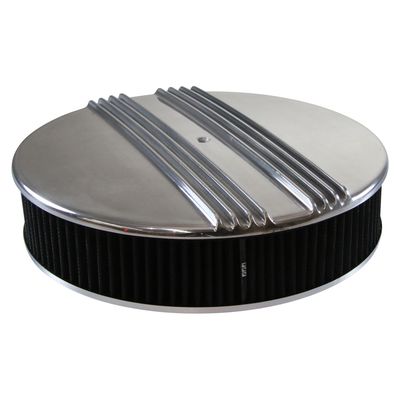 Dual Centre Finned Aluminium Air Filter/Air Cleaner 14" x 3" Holley Edelbrock Black Filter
