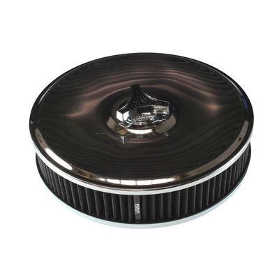 Chrome Air Filter/Air Cleaner 9 Chrome Air Filter/Air Cleaner 9" Wide x 2" Tall Holley Edelbrock Carburettor Black Element