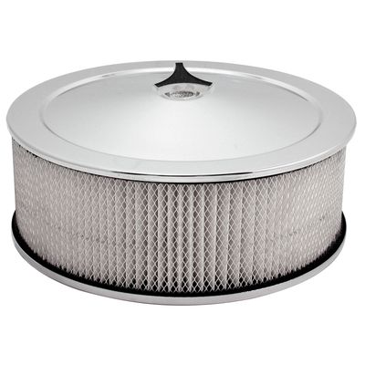 Chrome Air Filter/Air Cleaner 14" x 5" Holley Rochester Recessed Base Paper Element