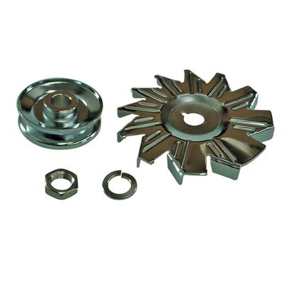 Pulley Alternator Kit with Fan Univeral Chromed Steel Single Groove GM/Ford Pulley Alternator Kit with Fan Univeral Chromed Steel Single Groove GM/Ford