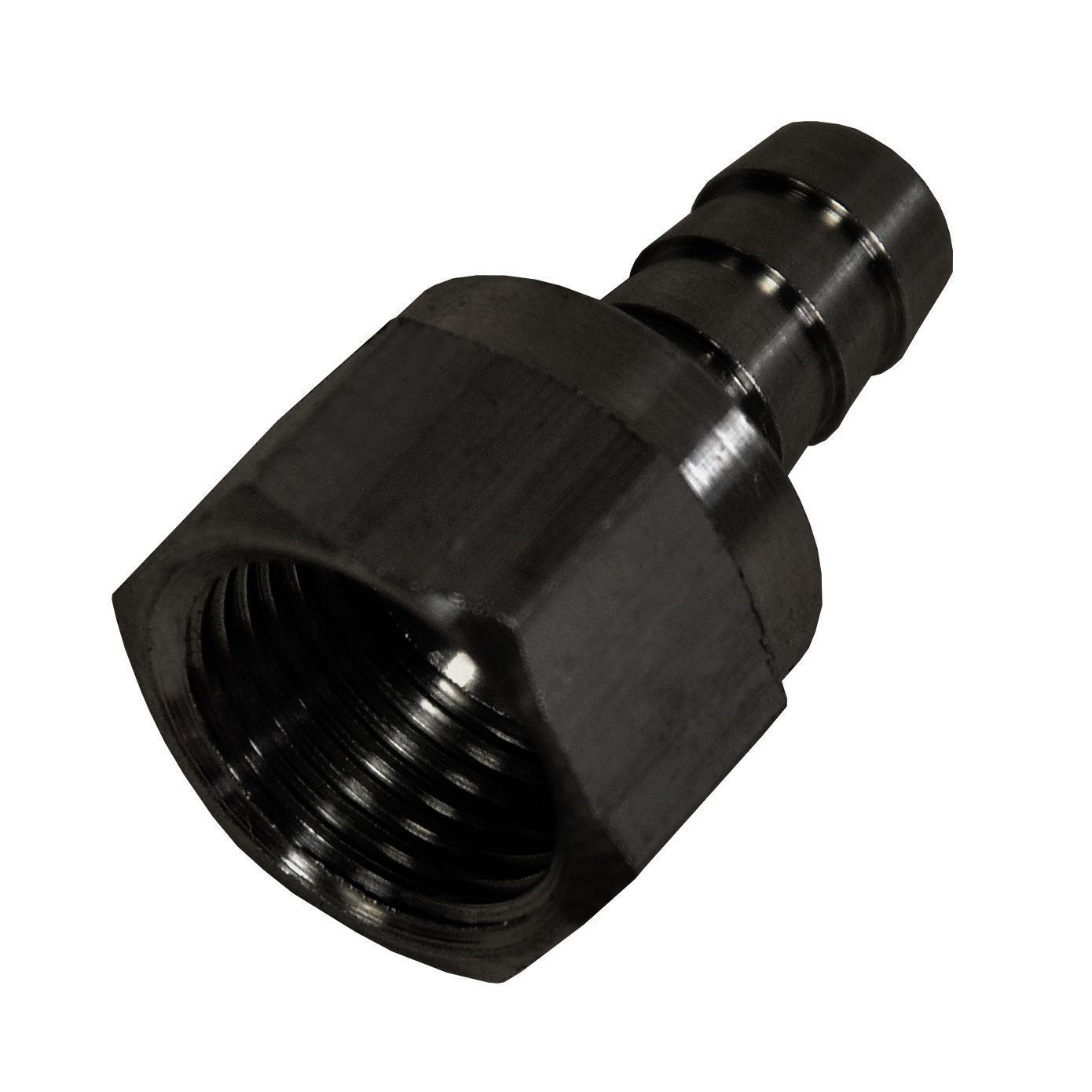 Straight Hose Fitting -8AN Female Swivel Thread x 3/8 Barb Hose Tail End