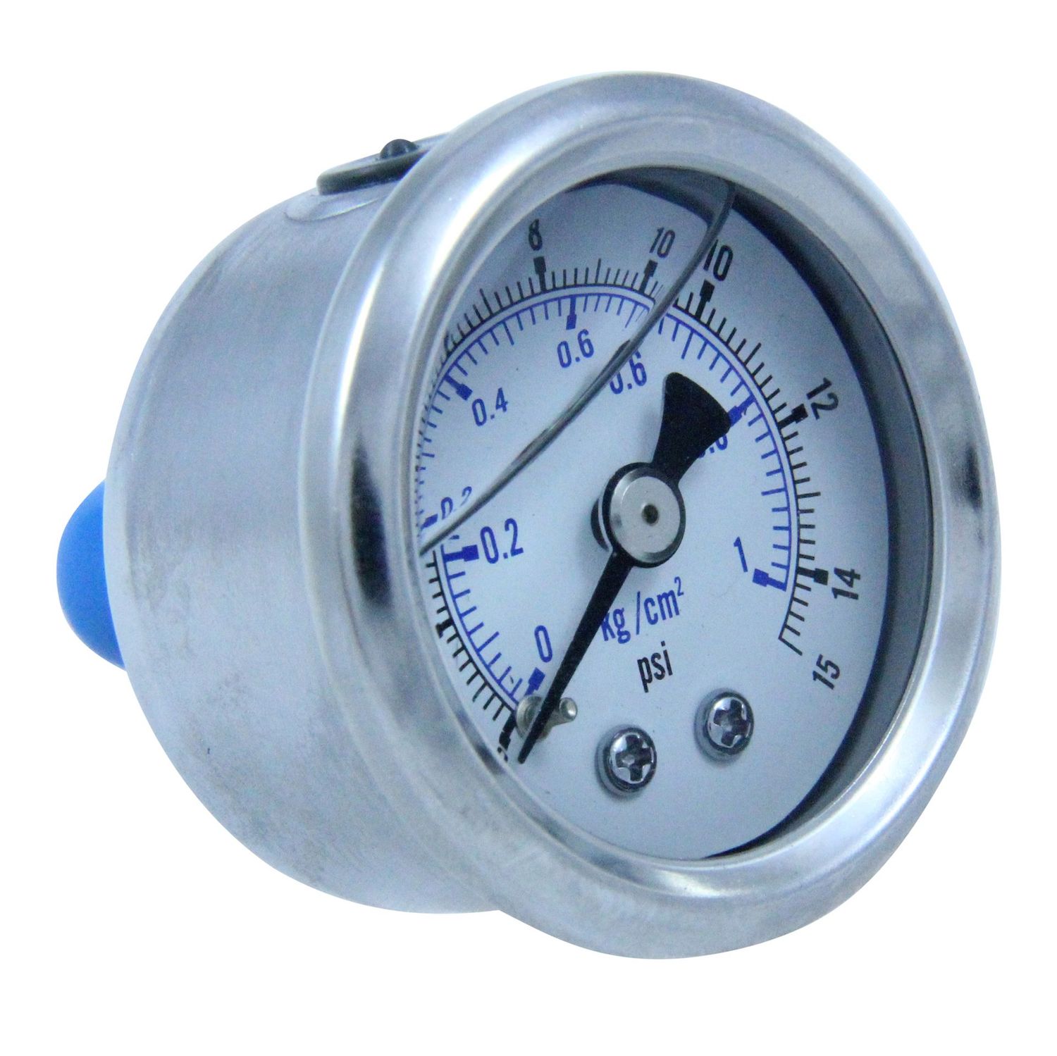 Fuel pressure gauge Liquid Filled 0-15 lbs, 1-1/2 inch diameter, chrome bezel Fuel pressure gauge Liquid Filled 0-15 lbs, 1-1/2 inch diameter, chrome bezel