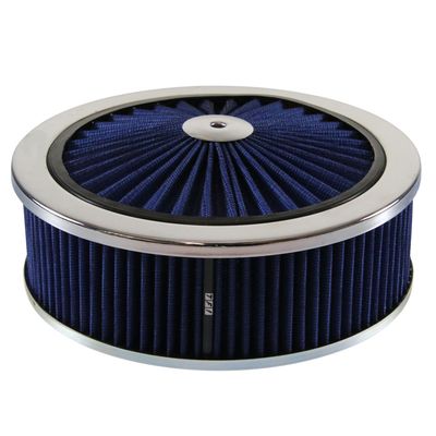 Extraflow Blue Chrome Air Filter/Air Cleaner 9"x 3" Assy fit Holley 5-1/8" Base