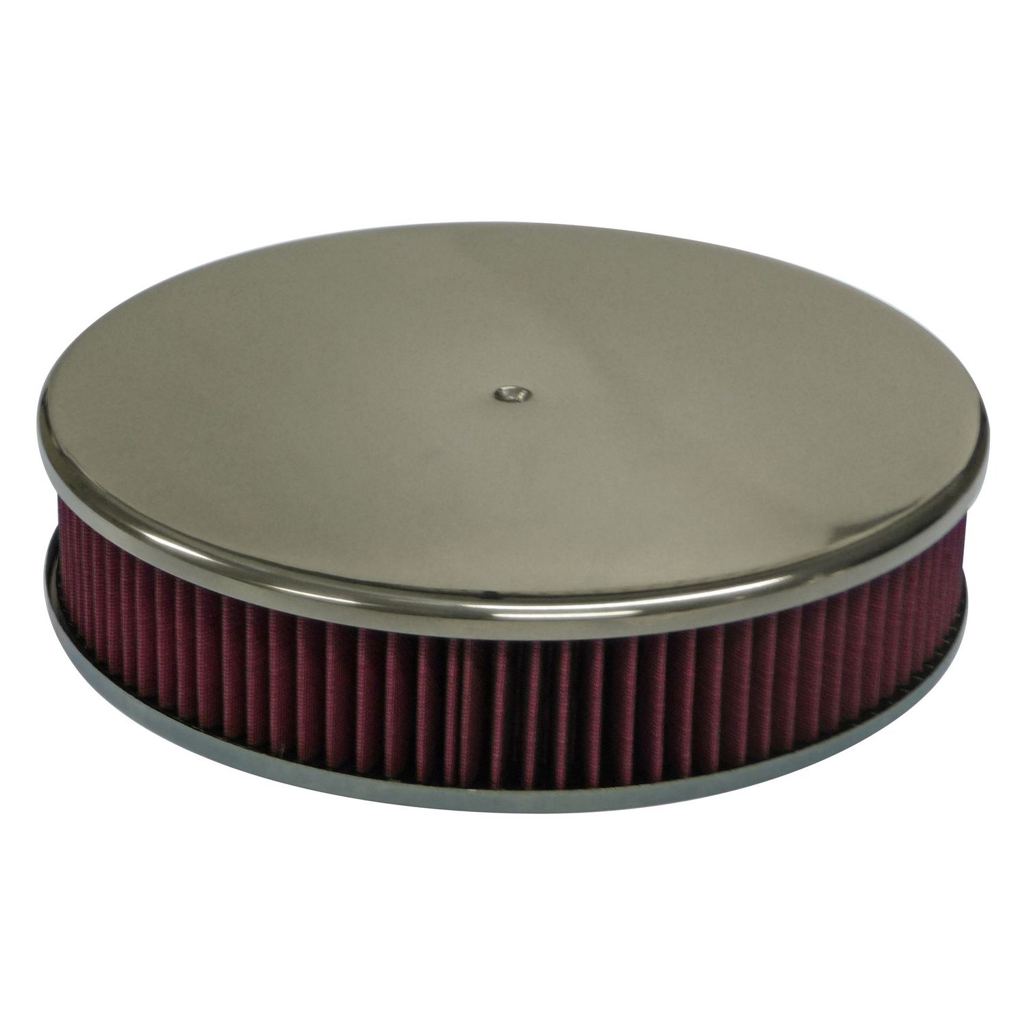 Smooth Polished Aluminium Air Filter/Air Cleaner 14 Smooth Polished Aluminium Air Filter/Air Cleaner 14" x 3" Holley Edelbrock Red Filter