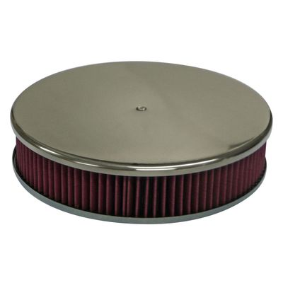 Smooth Polished Aluminium Air Filter/Air Cleaner 14 Smooth Polished Aluminium Air Filter/Air Cleaner 14" x 3" Holley Edelbrock Red Filter