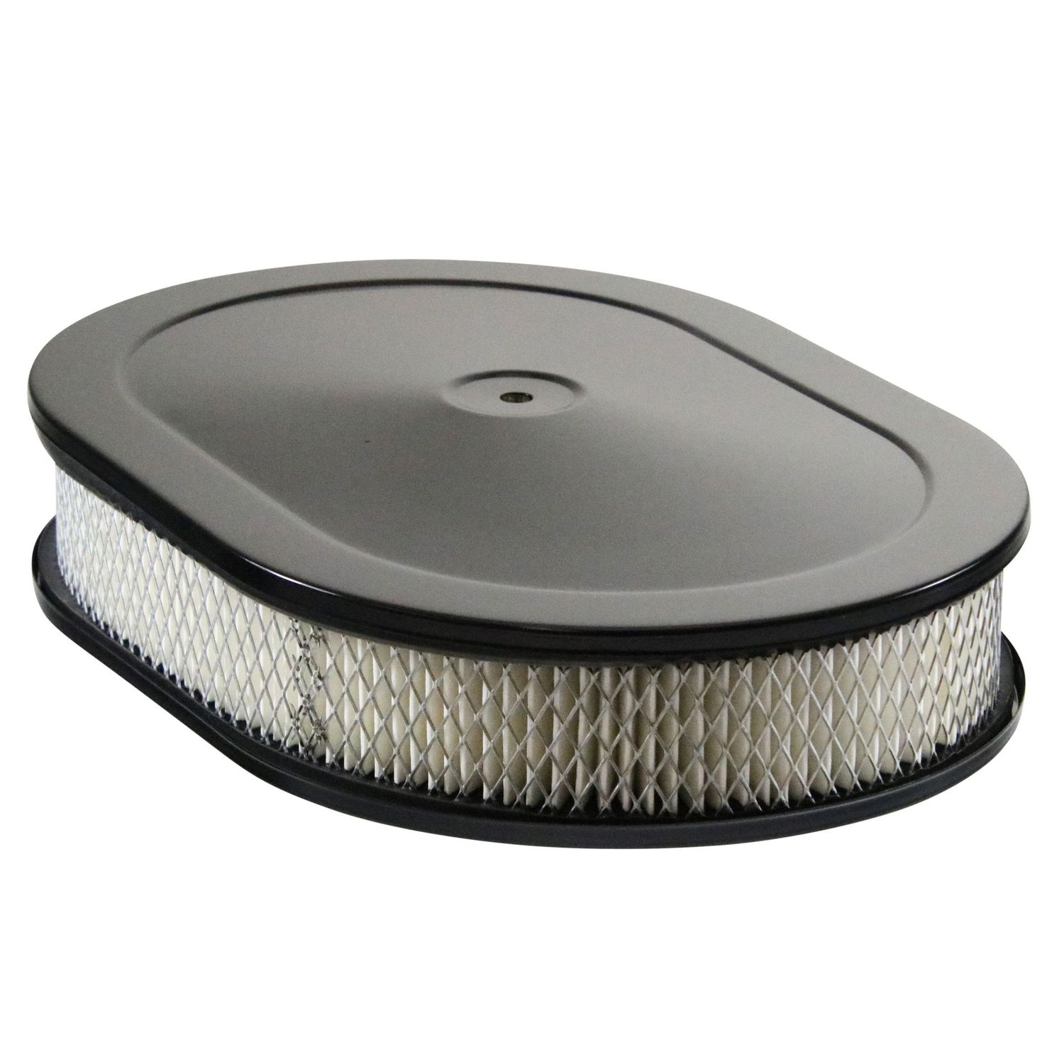Oval Black Steel Air Filter/Air Cleaner 12 Oval Black Steel Air Filter/Air Cleaner 12" x 2" Holley Edelbrock Rochester Carter