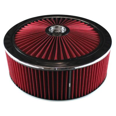 Extraflow Red Chrome Air Filter/Air Cleaner 14" x 5" Holley or Holden Quadrajet Base
