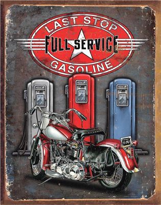 Last Stop Gasoline Full Service Metal Sign Reproduction 32cm x 41cm Last Stop Gasoline Full Service Metal Sign Reproduction 32cm x 41cm