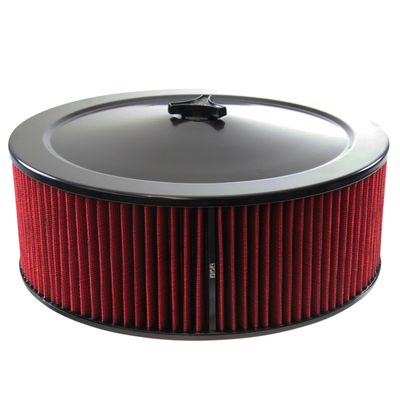Black Air Filter/Air Cleaner 14" x 5" Holley or Holden Quadrajet Base Red Element