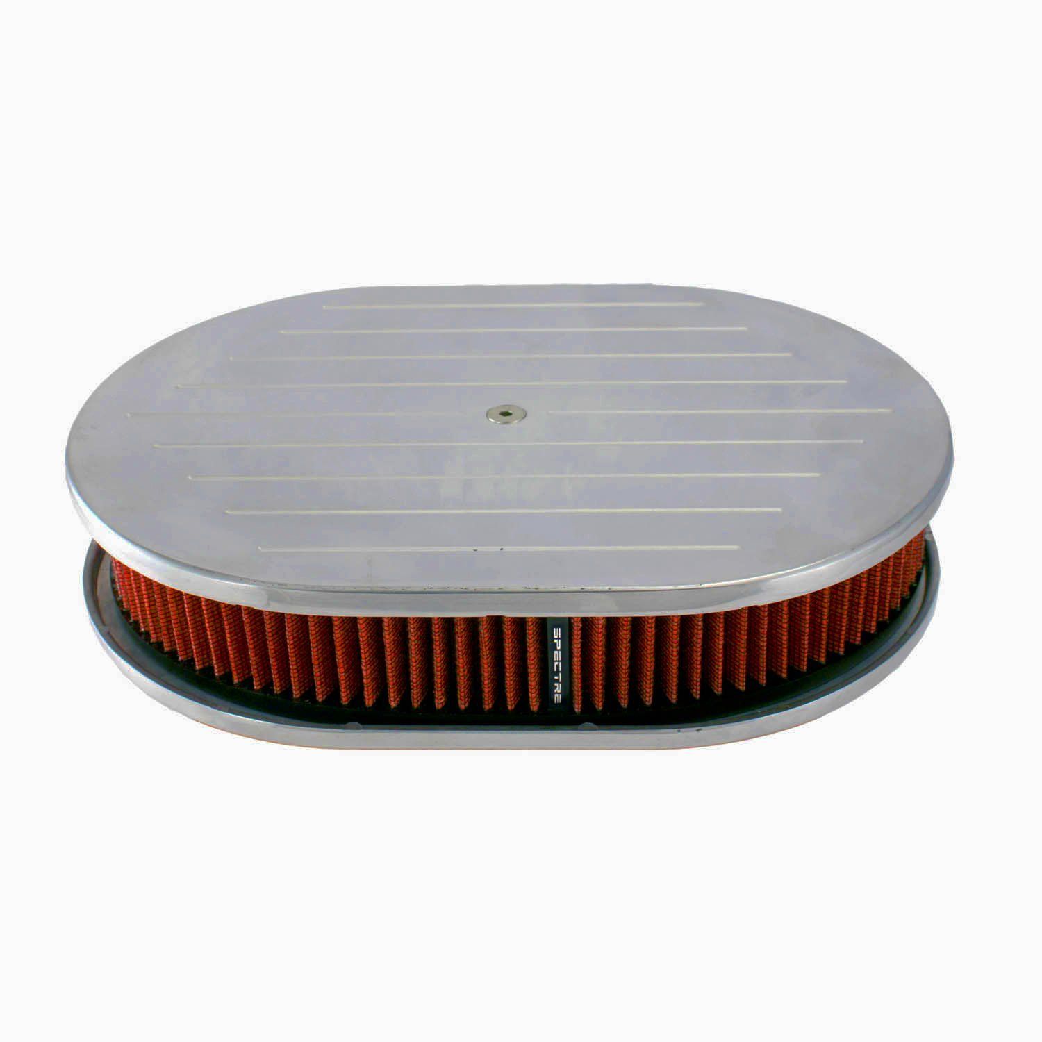 Oval Ball Milled Air Filter/Air Cleaner 12" x 2" Holley Edelbrock Quadrajet Red Filter