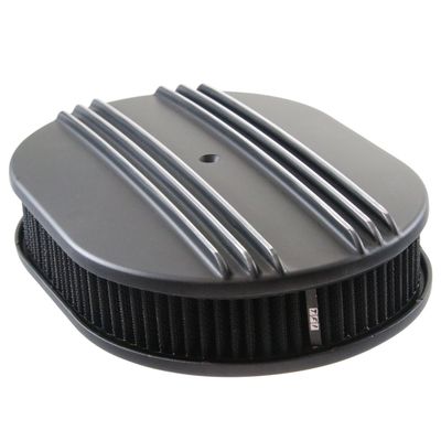 Oval Black Dual Centre Finned Air Filter/Air Cleaner 12" x 2" Holley Edelbrock Quadrajet