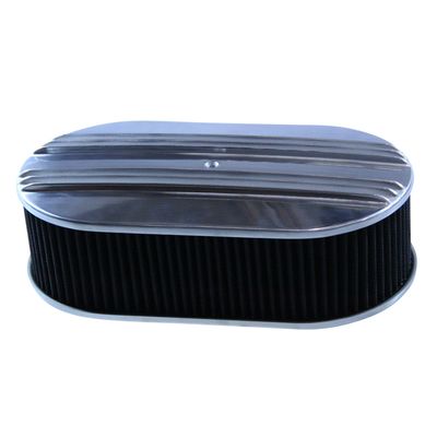 Oval Dual Centre Finned Air Filter/Air Cleaner 15" x 4" Holley Edelbrock Quadrajet Carter
