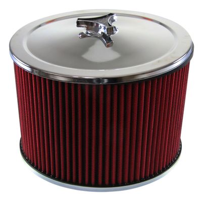 Chrome Air Filter/Air Cleaner 9 Chrome Air Filter/Air Cleaner 9" Wide x 6" Tall Holley Edelbrock Carburettor Red Element