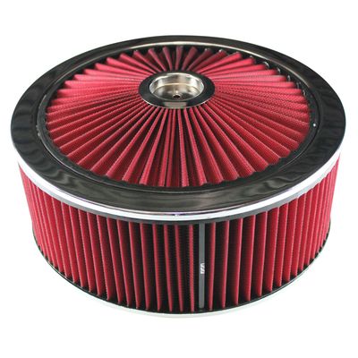 Extraflow Red Chrome Air Filter/Air Cleaner 14" x 5" Holley Edelbrock Recessed Base