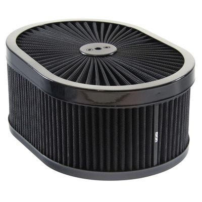 Oval Extraflow Black Edge Black Air Filter/Air Cleaner 12"x 4" Holley Edelbrock Quadrajet