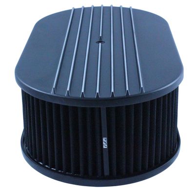 Oval Black Half Finned Air Filter/Air Cleaner 15" x 4" Holley Edelbrock Quadrajet Carter
