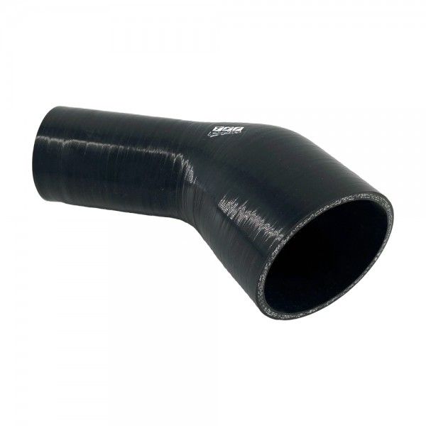 Silicone Hose Black 45 Deg Reducing Elbow 76 to 63mm (3 Silicone Hose Black 45 Deg Reducing Elbow 76 to 63mm (3" to 2.5") ID, 50mm Leg Length