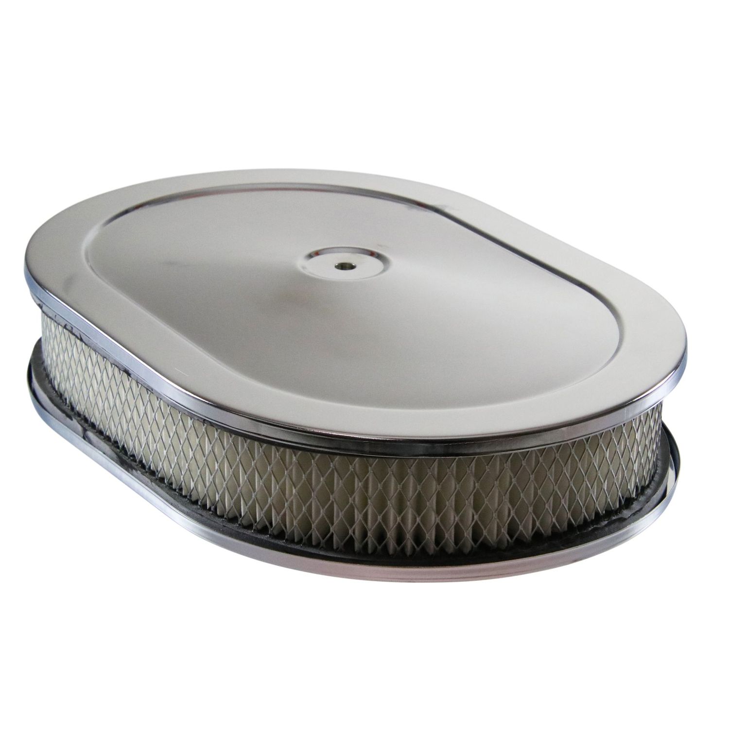 Oval Chrome Steel Air Filter/Air Cleaner 12 Oval Chrome Steel Air Filter/Air Cleaner 12" x 2" Holley Edelbrock Quadrajet Carter