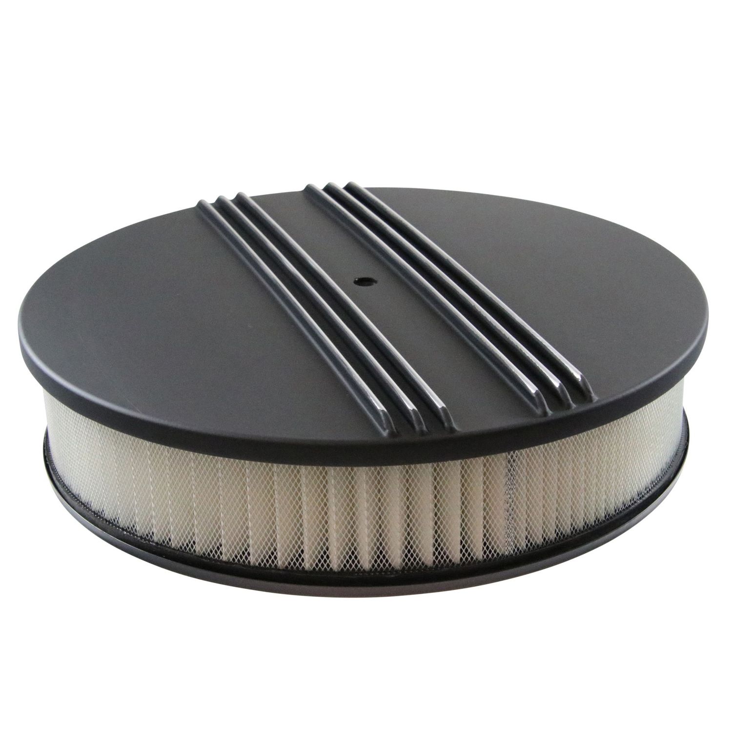 Black Alloy Dual Centre Finned Air Filter/Air Cleaner 14 Black Alloy Dual Centre Finned Air Filter/Air Cleaner 14" x 3" Holley Edelbrock Paper Filt