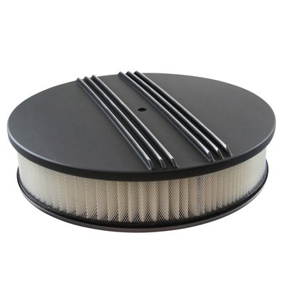 Black Alloy Dual Centre Finned Air Filter/Air Cleaner 14" x 3" Holley Edelbrock Paper Filt