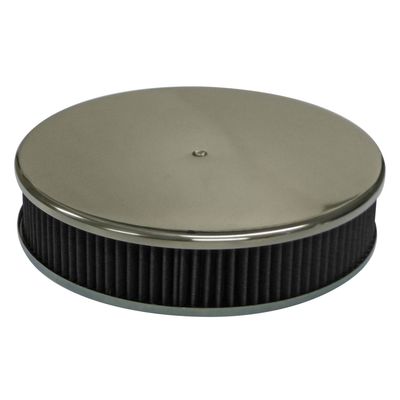 Smooth Polished Aluminium Air Filter/Air Cleaner 14 Smooth Polished Aluminium Air Filter/Air Cleaner 14" x 3" Holley Edelbrock Black Filter