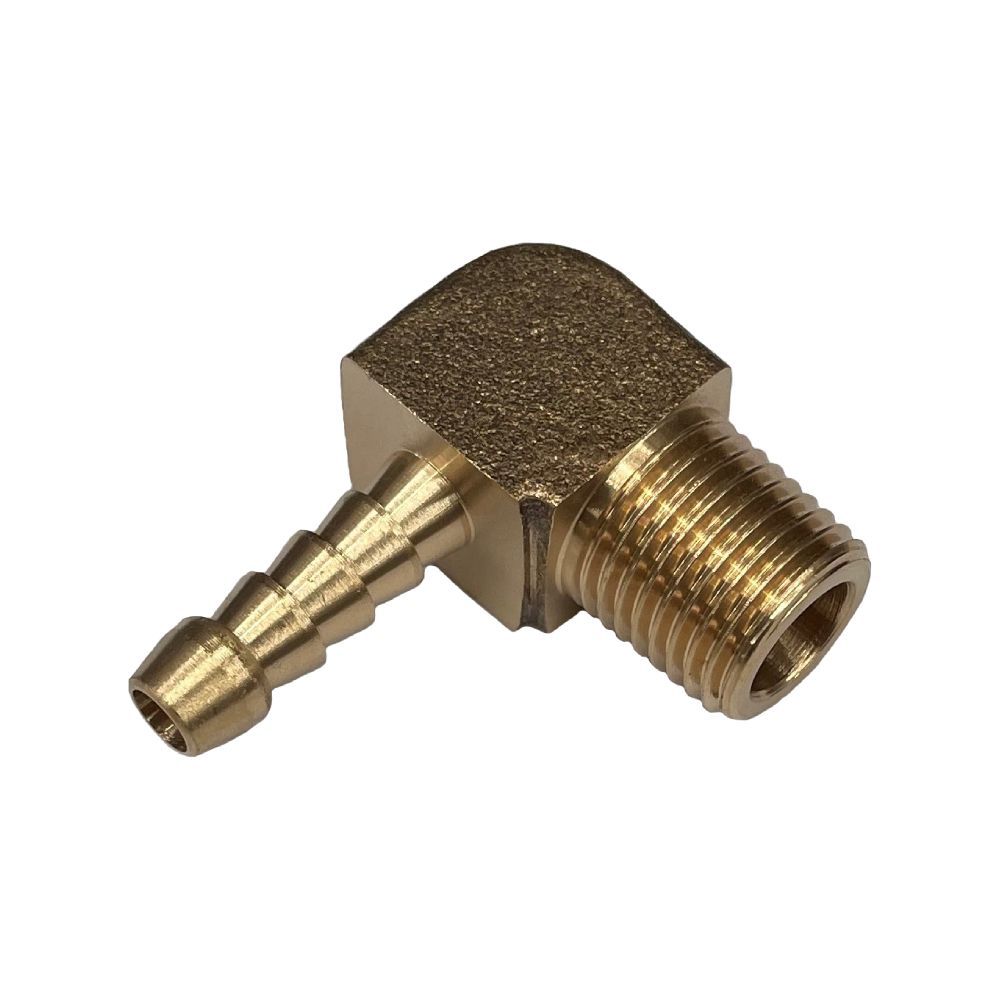 Brass Male Elbow Tail Fitting 1/4" (6.3mm) Hose Tube End to 1/4" (13.7mm) Male NPT Thread