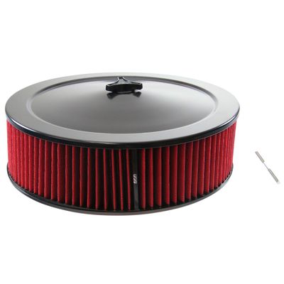 Black Air Filter/Air Cleaner 14" x 4" Holley or Holden Quadrajet Base Red Element