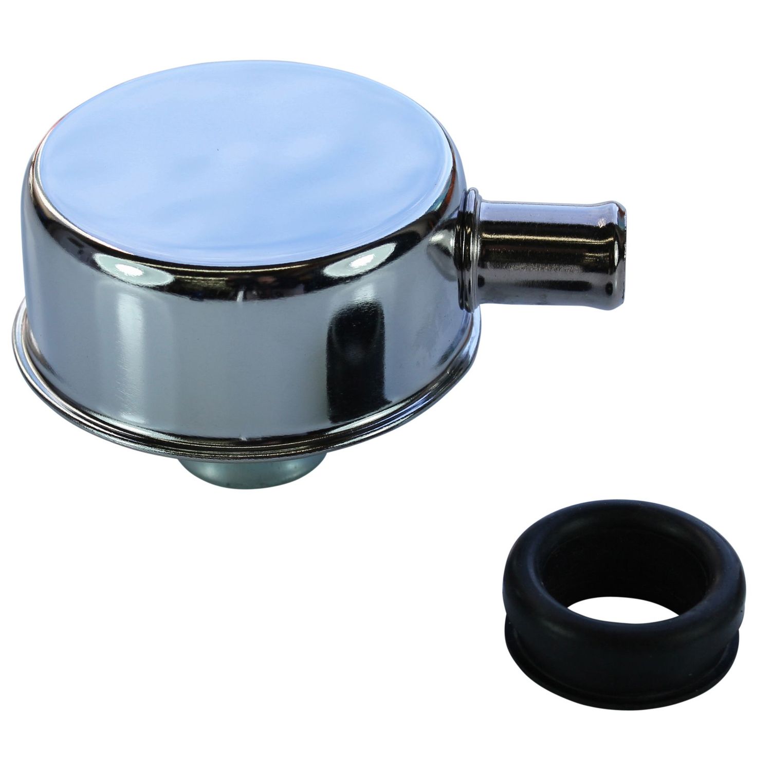Valve Rocker Cover Breather Cap Push In 1"(25mm) Neck with Tube Chromed Steel + Grommet