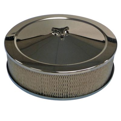 Chrome Air Filter/Air Cleaner 14 Chrome Air Filter/Air Cleaner 14" x 4" Holley Rochester Recessed Base Paper Element
