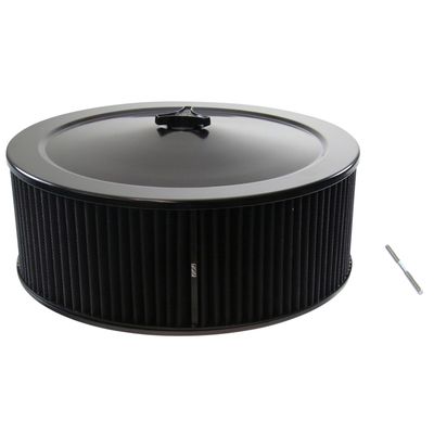Black Air Filter/Air Cleaner 14" x 5" Holley Rochester Recessed Base Washable Element