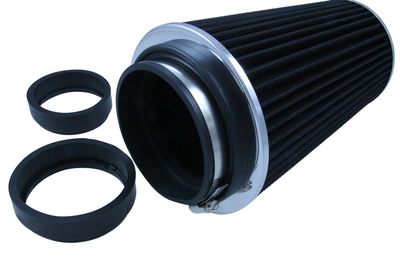 Conical High Flow Air Filter Multi Fit 3"-3.5"-4". 10" Tall Black/Chrome