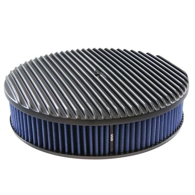 Black Alloy Full Finned Air Filter/Air Cleaner 14 Black Alloy Full Finned Air Filter/Air Cleaner 14" x 3" Holley Edelbrock Blue Cotton Filter