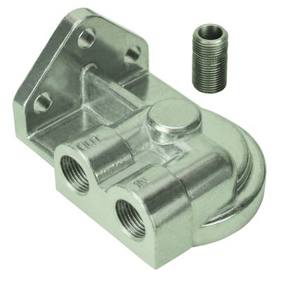 Single Left Port Remote Filler Mount 1/2"Npt ports, 3/4-16 Thread Derale 25752