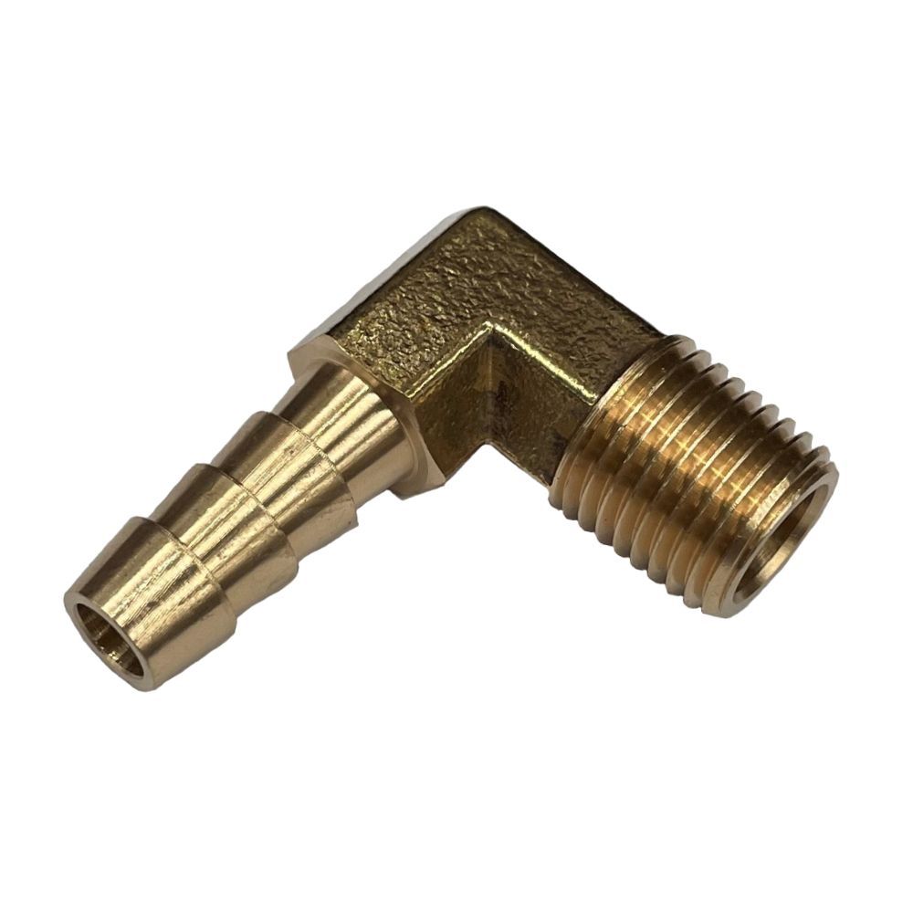 Brass Male Elbow Tail Fitting 5/16" (7.9mm) Hose Tube End to 3/8" (17mm) Male NPT Thread
