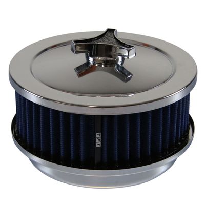 Chrome Air Filter/Air Cleaner 6-3/8" Wide x 2-1/2" Tall Suit 5-1/8" Holley Carb Blue Elem